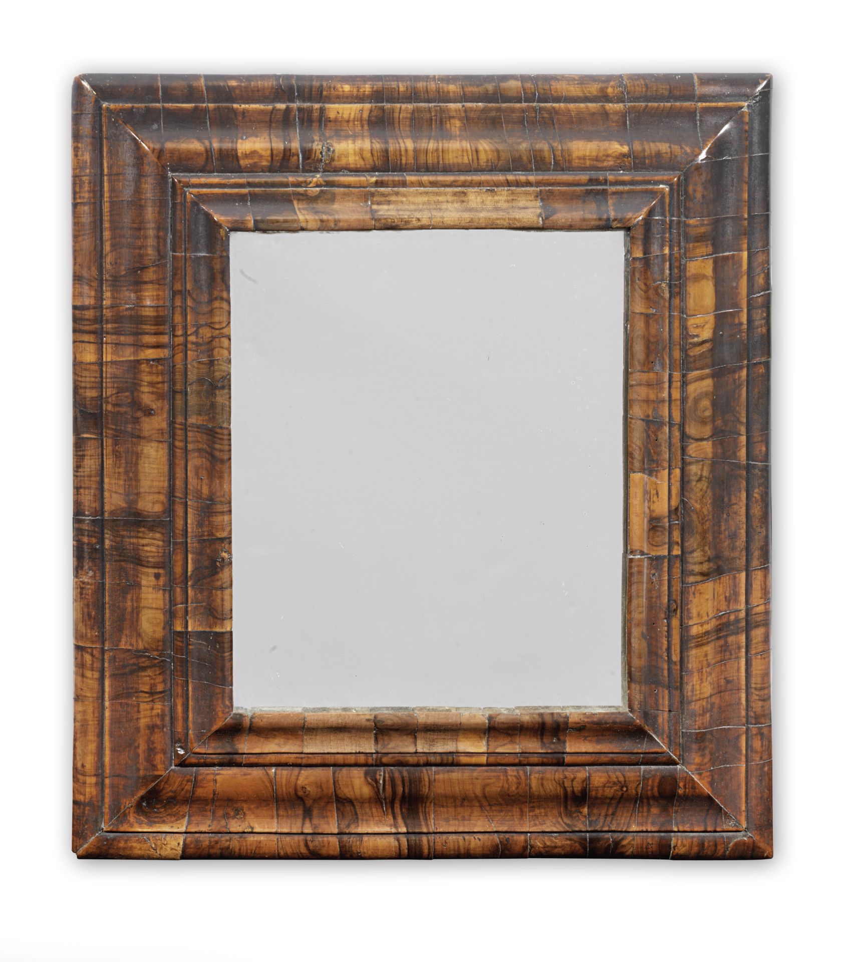 A William and Mary olivewood or cocuswood mirror