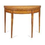 A George III satinwood and kingwood crossbanded demi-lune card table