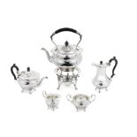 A five-piece silver tea service Goldsmiths & Silversmiths Co Ltd, Sheffield 1918 (6)