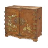 A Japanese export late 17th/early 18th century copper mounted and ivory inset part-lacquered camp...