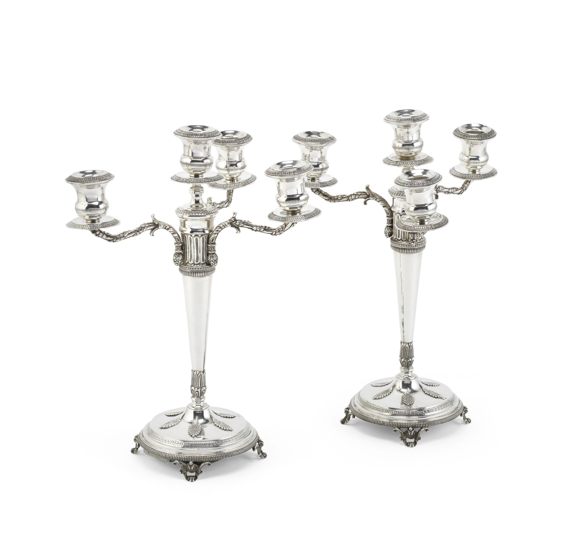 A pair of Greek silver four-light candelabra early 20th century (2)
