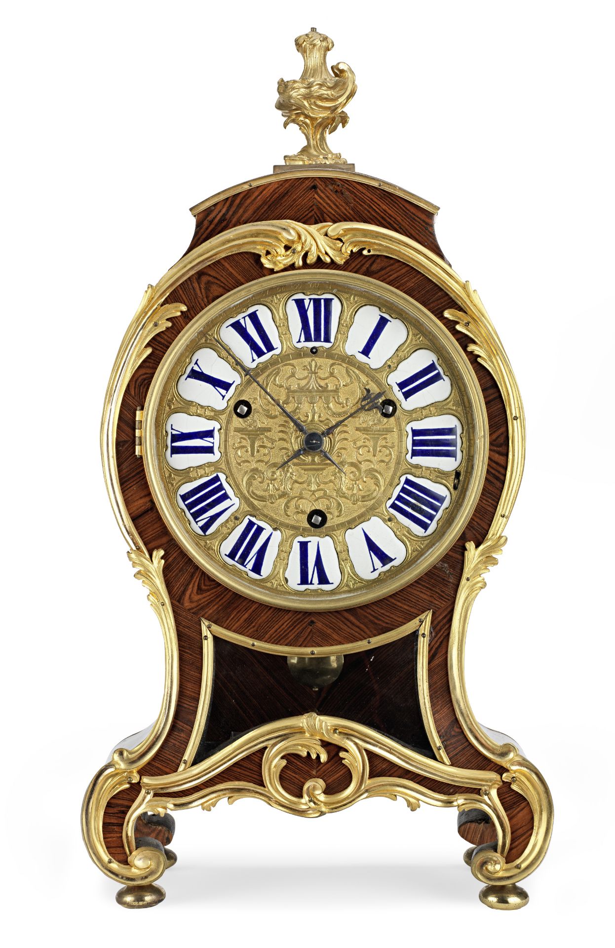 An gilt bronze mounted kingwood parquetry bracket clock with earlier quarter striking movement th...