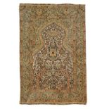 A Hereke silk and metal thread prayer rug, West Anatolia 146cm x 107cm