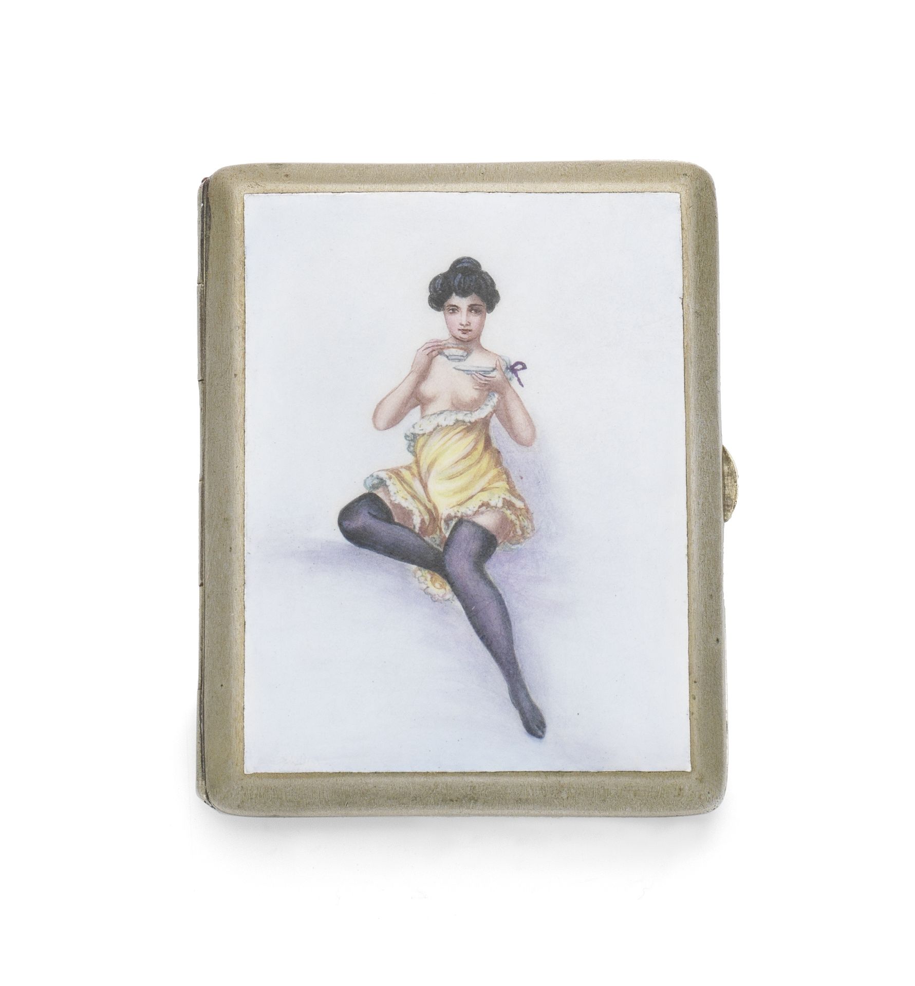 An Alpaca and enamel cigarette case circa 1930