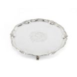 A George II large silver salver Paul Crespin, London 1746