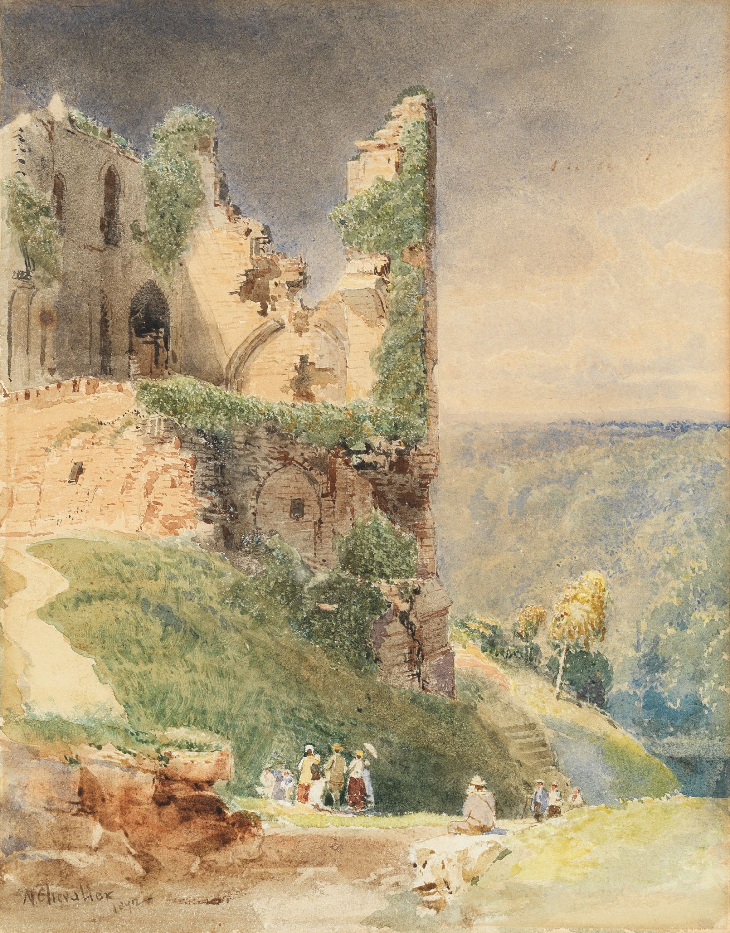 Nicholas Chevalier (Russian/Swiss, 1828-1902) Knaresborough and Knaresborough castle; a pair the ...