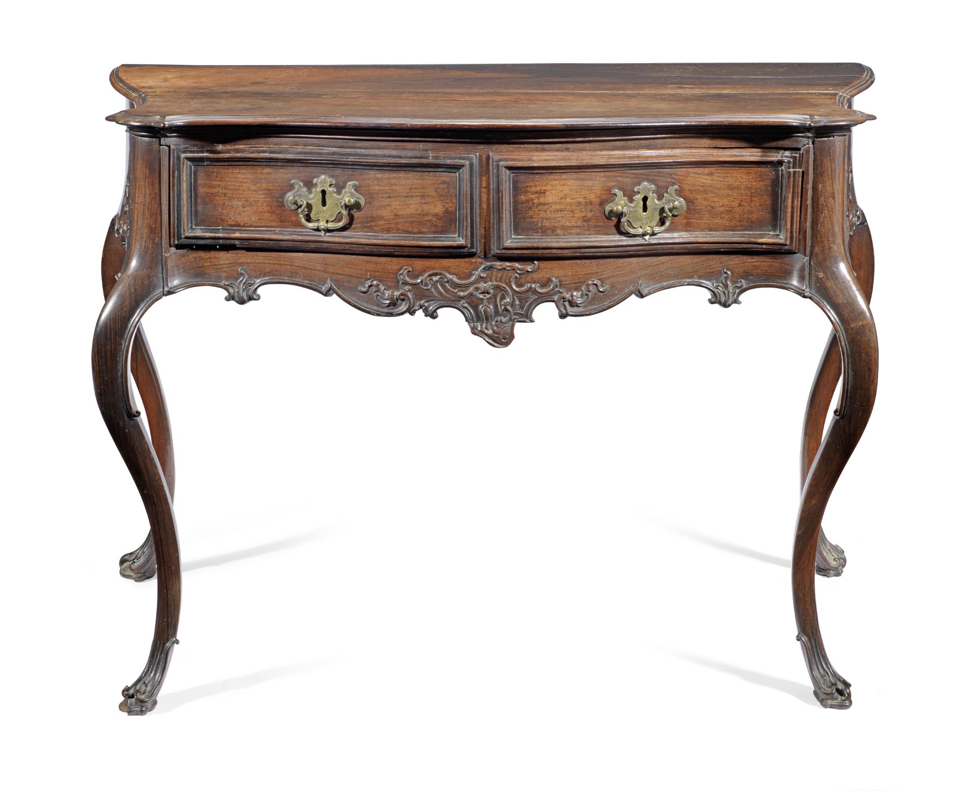 A Portuguese third quarter 18th century carved rosewood serpentine side table