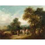 Follower of Thomas Barker of Bath (British, 1769-1847) Figures on a rural lane; A rest at the roa...