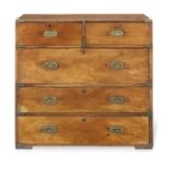 A Victorian mahogany and brass mounted campaign chest