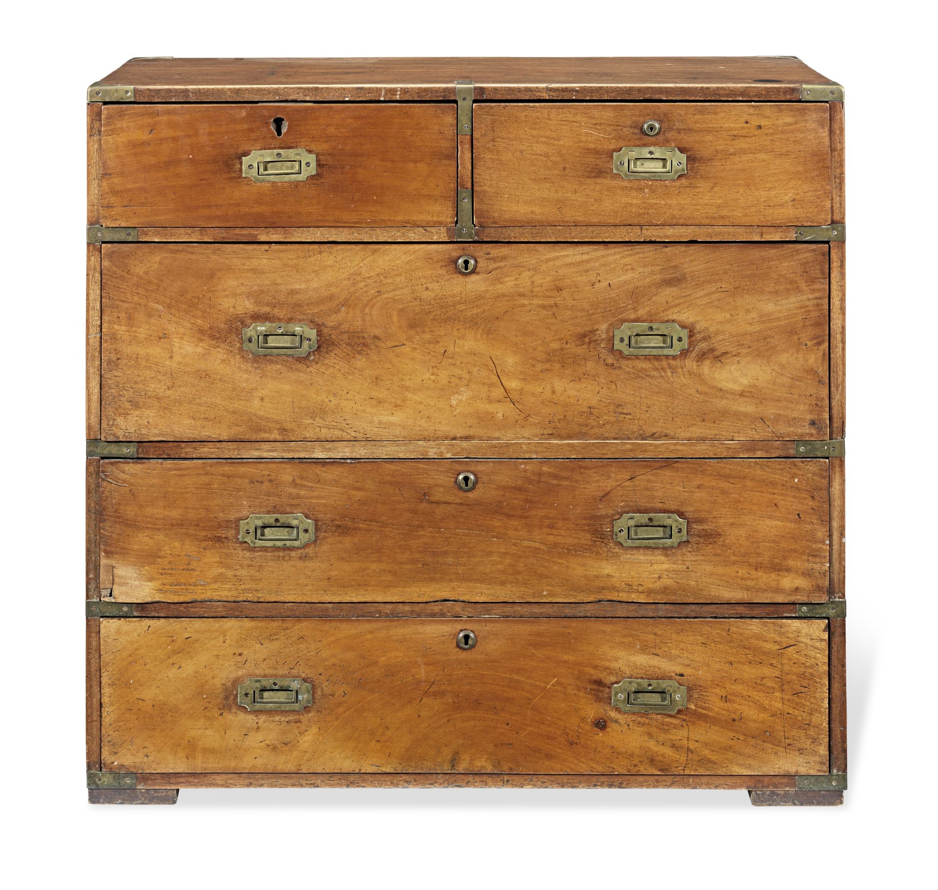 A Victorian mahogany and brass mounted campaign chest