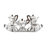 An Art Deco six-piece silver tea and coffee service including tray Mappin & Webb, Sheffield 1941 ...