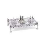 A Victorian Gothic style silver inkstand Joseph Angell I & Joseph Angell II, London 1843