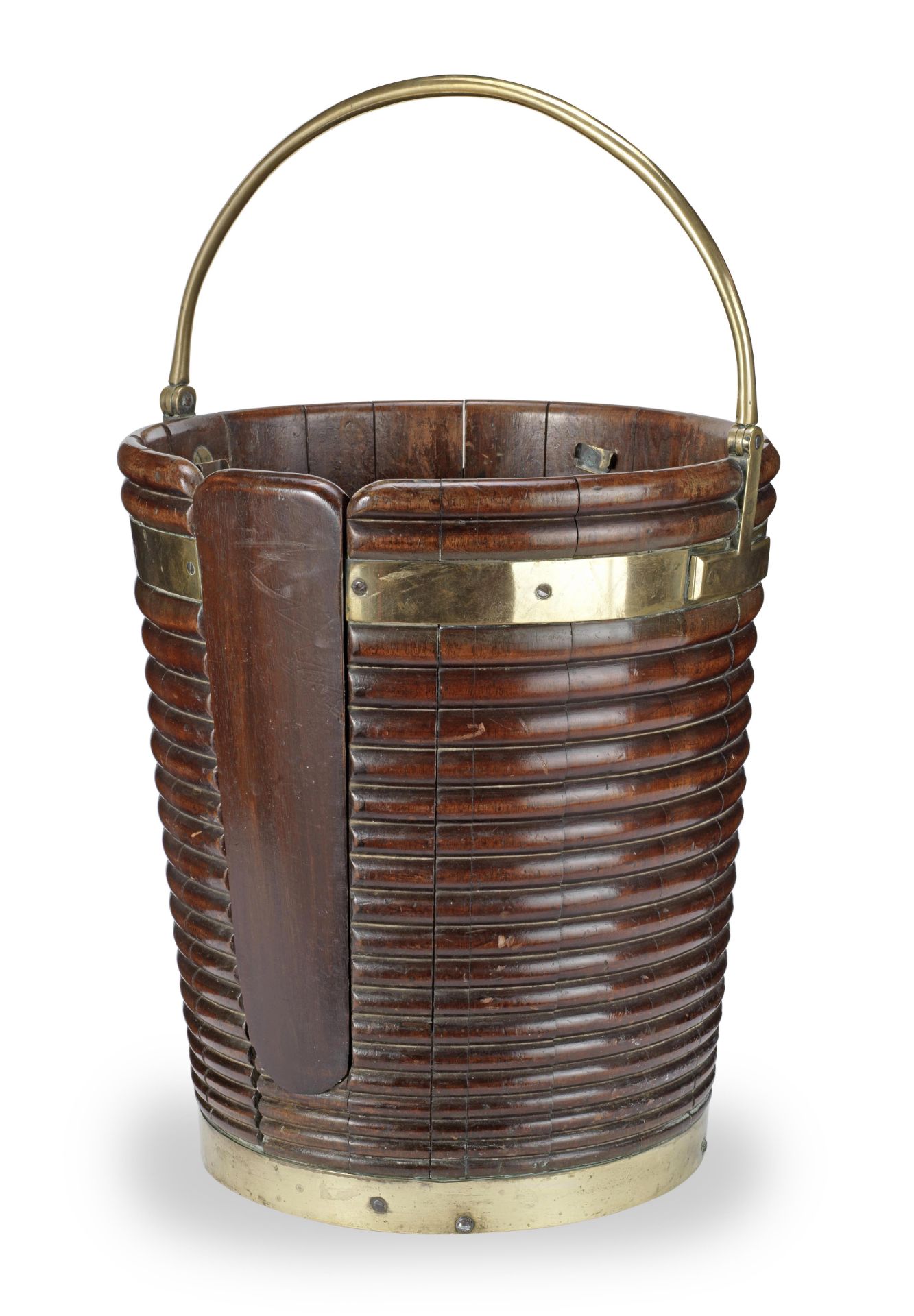 A George III Irish brass bound mahogany plate bucket