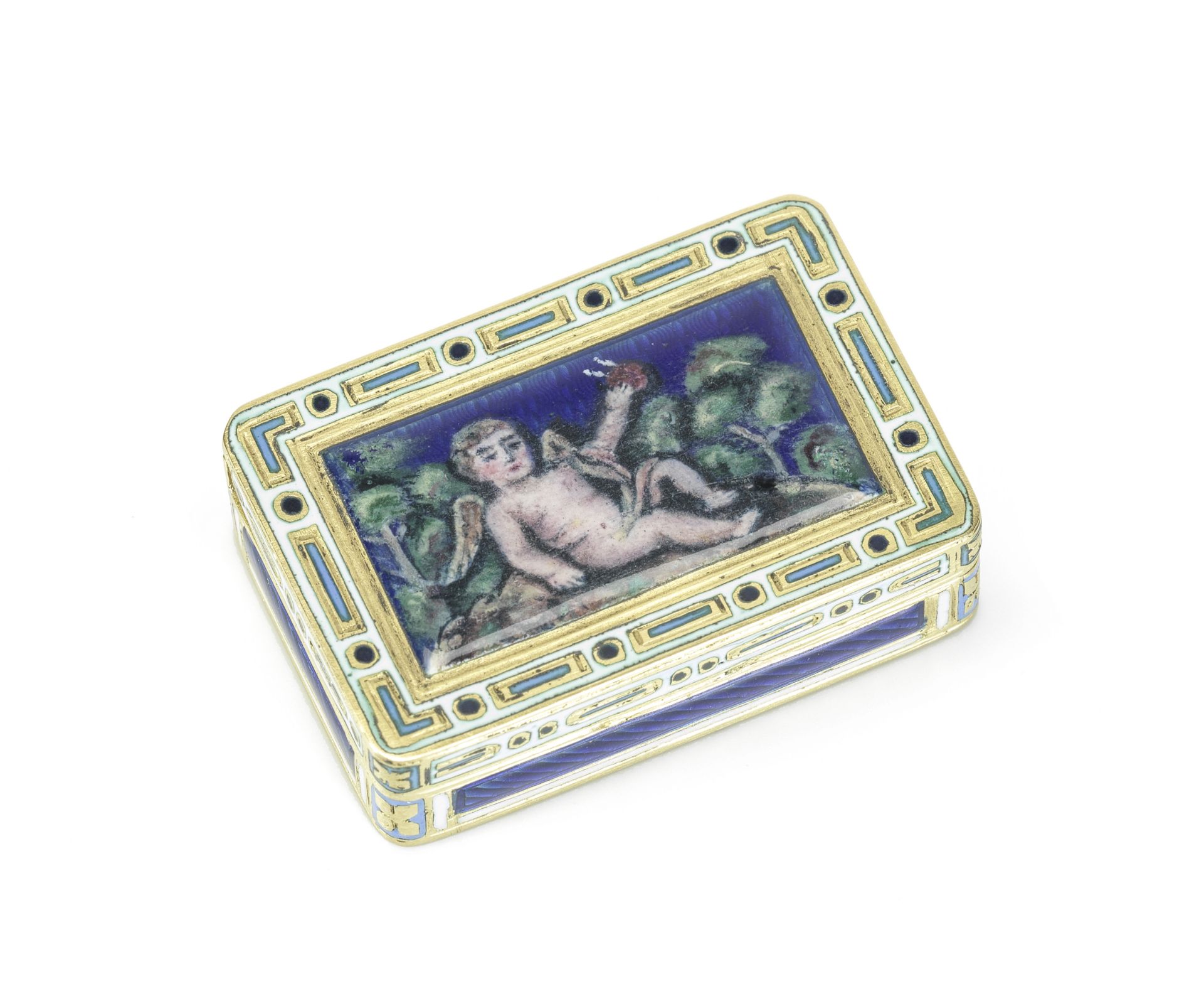 A 19th century French gold and enamel vinaigrette marked with 1809 - 1819 Paris marks, and also 1...