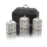 A cased George II silver tea caddy set Thomas Gilpin, London 1752