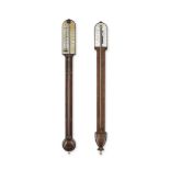 Two early 19th century mahogany stick barometers the first signed Abraham, Bath, the second Hopp...