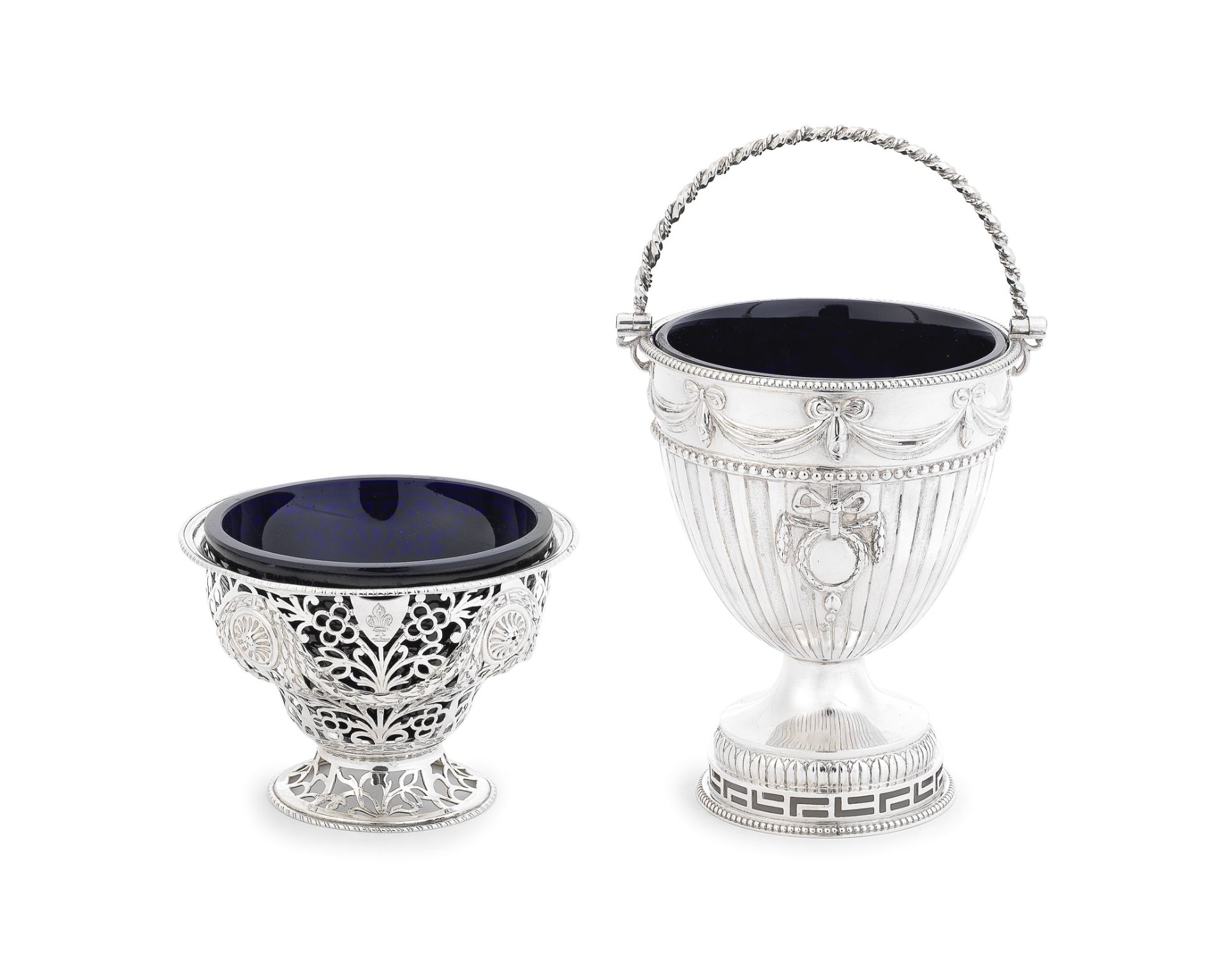 A George III silver swing-handled basket Burrage Davenport, London 1773; and a further basket (2)