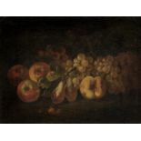 Attributed to Bartolomeo Castelli the Younger, called Lo Spadino (Rome 1696-1738) Peaches, plums ...