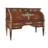 A French 19th century brass mounted mahogany bureau a cylindre possibly dating to the Restauratio...