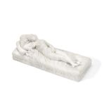 A 19th century Italian Grand Tour carved alabaster model of a reclining maiden possibly modelled ...