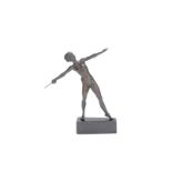 After Professor Otto Poertzel (German, 1876-1963): A patinated bronze figure of a nude female ja...