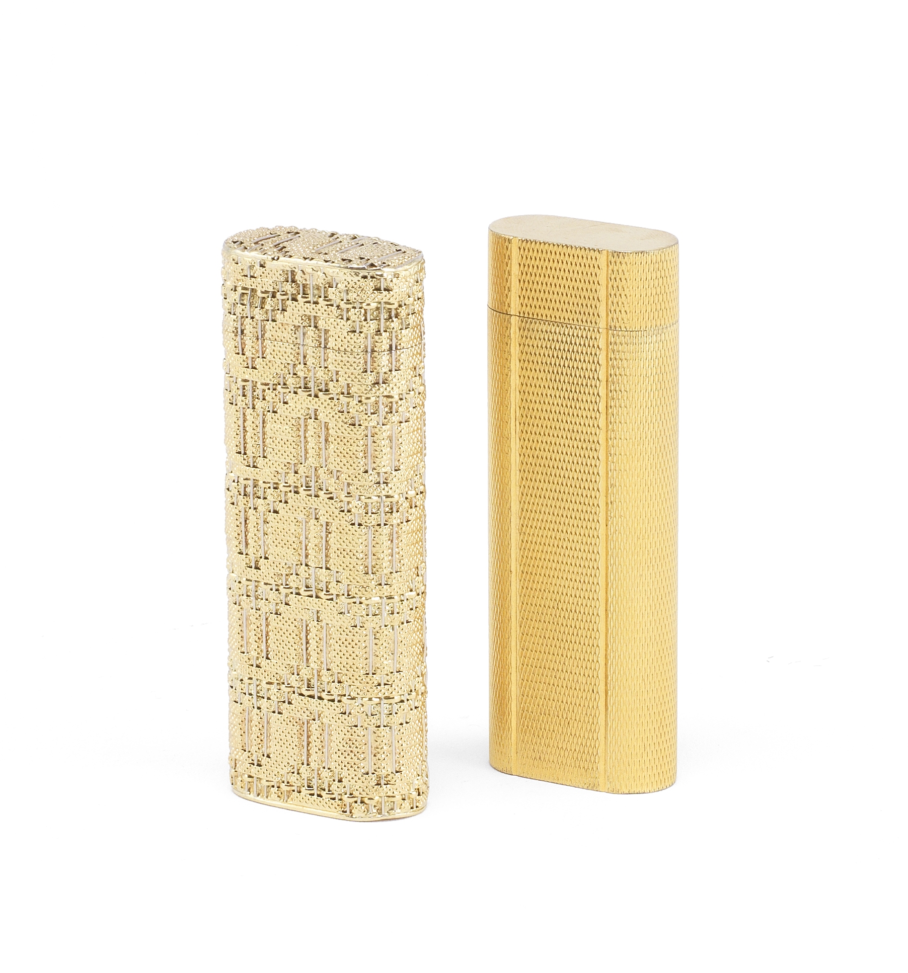 CARTIER: a yellow metal mounted lighter stamped '750' (2)