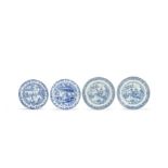 Four blue and white export dishes Kangxi and 18th century (4)