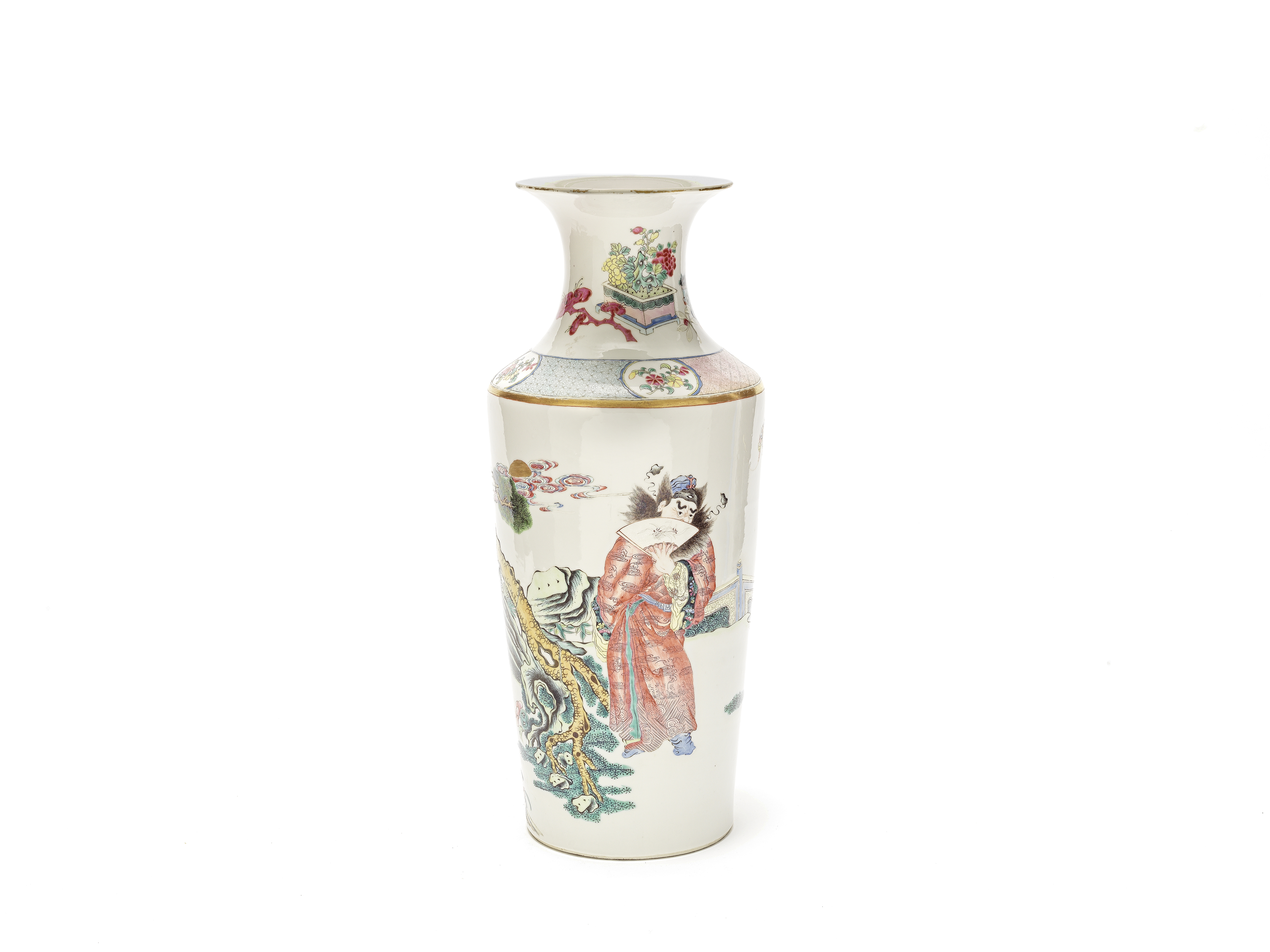 A famille rose 'Zhong Kui' cylindrical vase Late Qing Dynasty