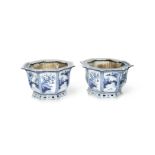 A pair of blue and white jardinières Qing Dynasty