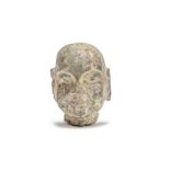 A small grey stone luohan head Probably Song/Yuan Dynasty
