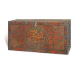 A large painted wood 'dragon' storage chest Tibet, 18th century