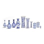 A varied collection of blue and white vases Kangxi to Late Qing Dynasty (10)