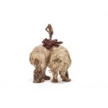 A lacquered wood figure of an elephant and attendants 18th century (2)