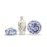 A small famille rose vase and two blue and white vessels Late Qing Dynasty (3)