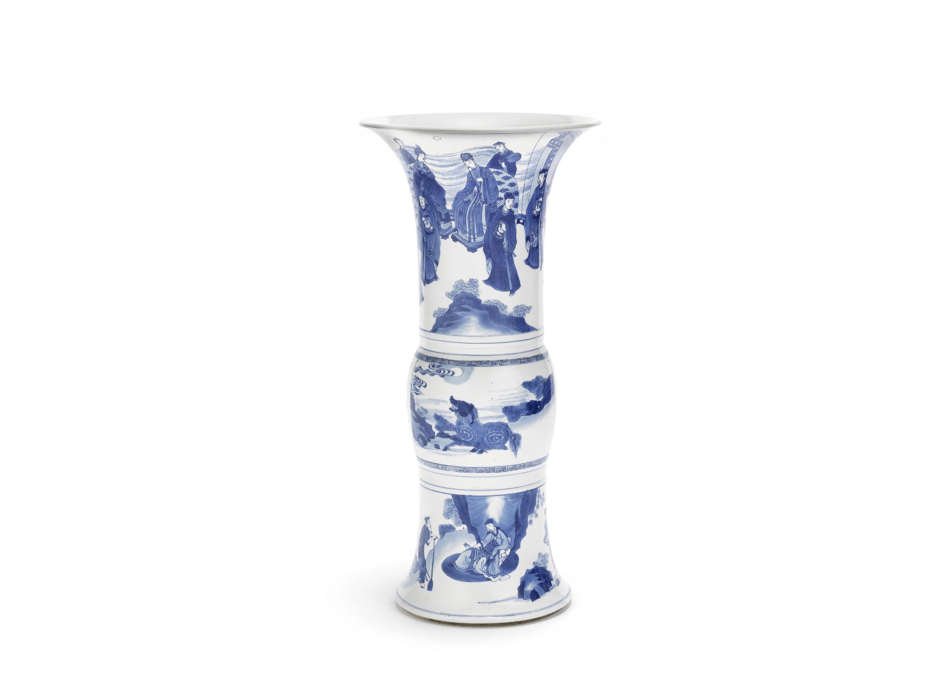 A blue and white beaker vase, gu Kangxi