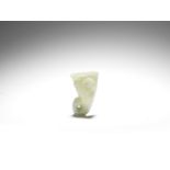 A pale green jade rhyton Qing Dynasty