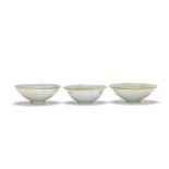 A group of three carved Qingbai bowls Song/Yuan Dynasty (3)