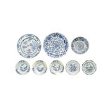 A group of blue and white export dishes 18th century and later (8)