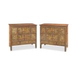 A pair of painted lacquered wood 'floral brocade' cabinets Tibet, 19th century (2)