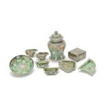 A group of famille verte biscuit wares Kangxi (11)