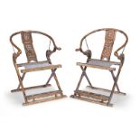 A pair of huanghuali horseshoe-back folding armchairs Republic Period (2)