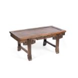 A burlwood-inset hongmu miniature table Late Qing Dynasty