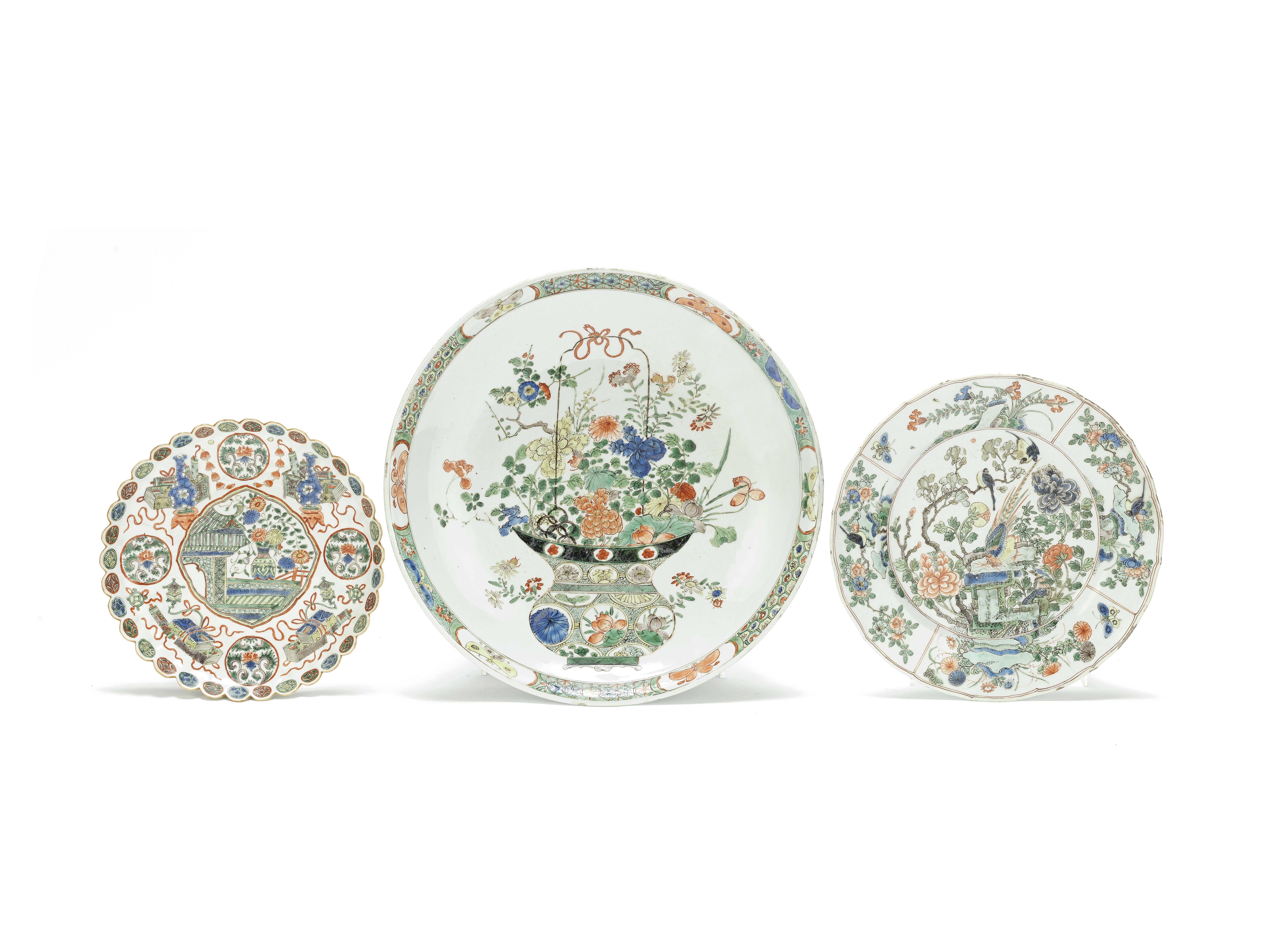 Three famille verte dishes Kangxi (3)