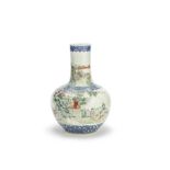 A famille rose bottle vase Underglaze blue Qianlong seal mark, Late Qing Dynasty/Republic Period