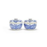 A pair of blue and white circular boxes and covers Kangxi (4)