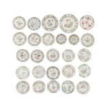 A varied group of twenty-six famille rose export plates 18th century (23)