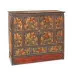 A polychrome painted wood 'floral' cabinet Tibet, late 19th century