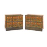 A pair of polychrome painted wood cabinets Tibet, late 19th/early 20th century (2)