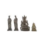 A group of bronze Buddhist and Daoist figures Ming-late Qing Dynasty (4)