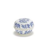 A blue and white 'floral' box and cover Kangxi (2)